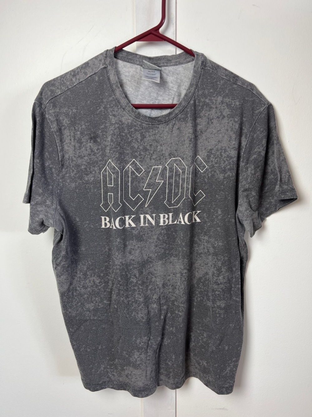 AC/DC Gray Mineral Wash 'Back In Black' Rock Band Tee XL